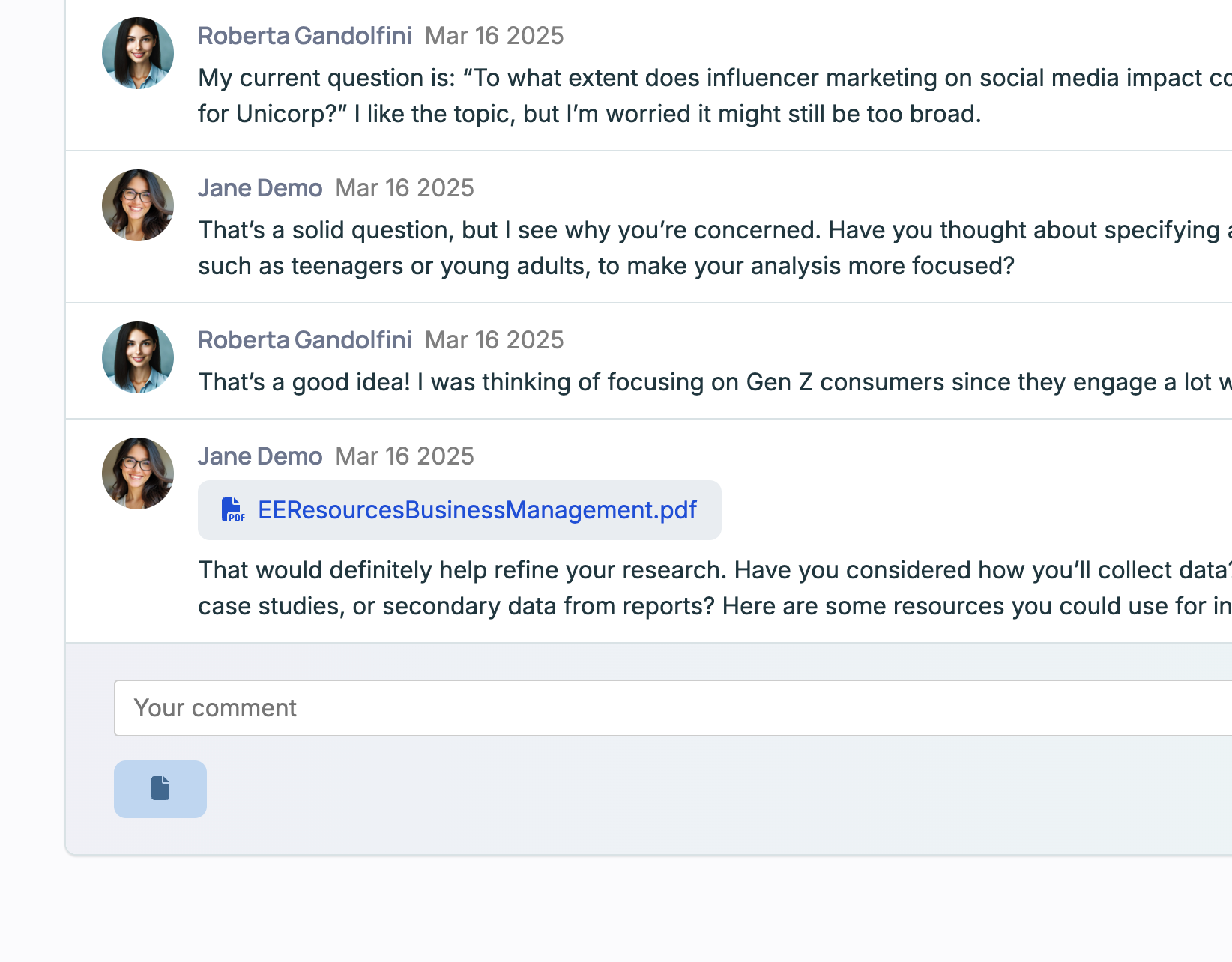 Discussions and feedback